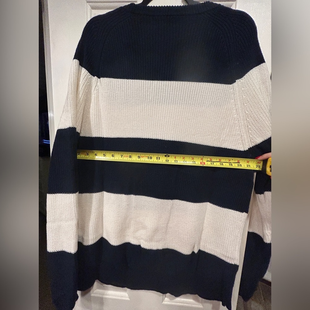 NWOT JCrew Sweater Mens Blue White Stripe Shaker Stitch Crewneck Heritage Ribbed - Picture 8 of 11